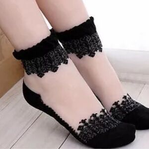 Black mayjane ankle socks sheer gothic Lolita